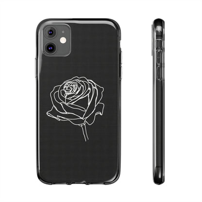 Elegant Rose Clear Silicone Phone Case - Minimalistic Floral Design