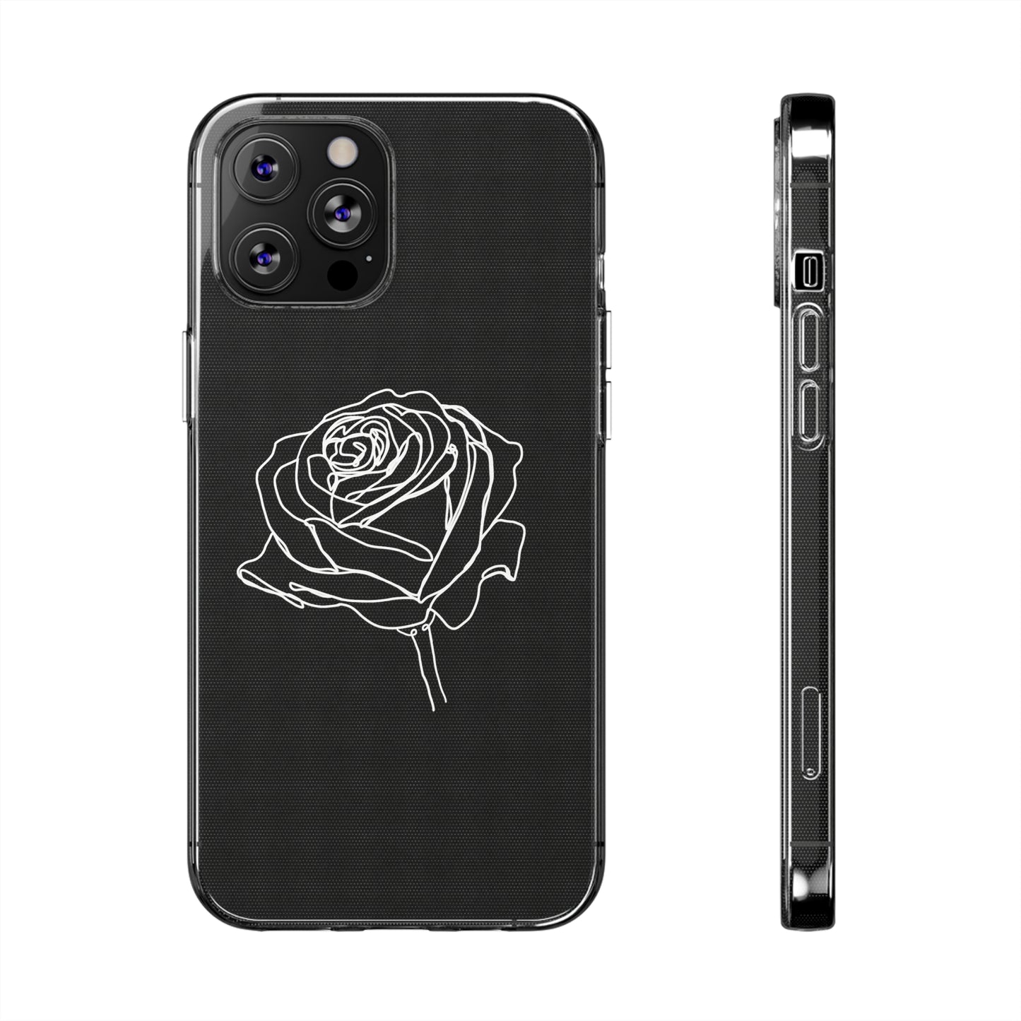 Elegant Rose Clear Silicone Phone Case - Minimalistic Floral Design