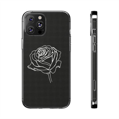 Elegant Rose Clear Silicone Phone Case - Minimalistic Floral Design