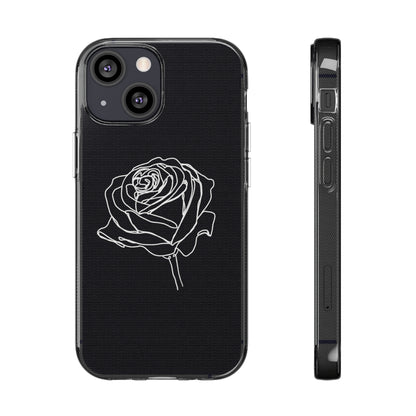 Elegant Rose Clear Silicone Phone Case - Minimalistic Floral Design