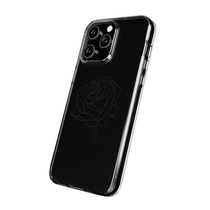 Elegant Rose Clear Silicone Phone Case - Stylish Protection for Floral Lovers
