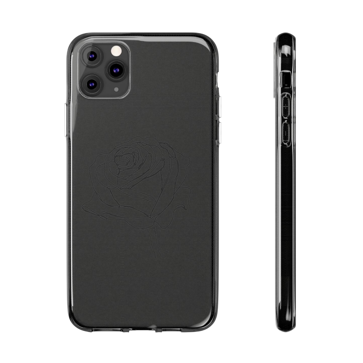 Elegant Rose Clear Silicone Phone Case - Stylish Protection for Floral Lovers
