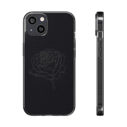 Elegant Rose Clear Silicone Phone Case - Stylish Protection for Floral Lovers