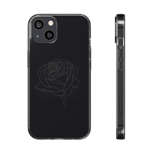 Elegant Rose Clear Silicone Phone Case - Stylish Protection for Floral Lovers