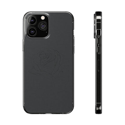 Elegant Rose Clear Silicone Phone Case - Stylish Protection for Floral Lovers