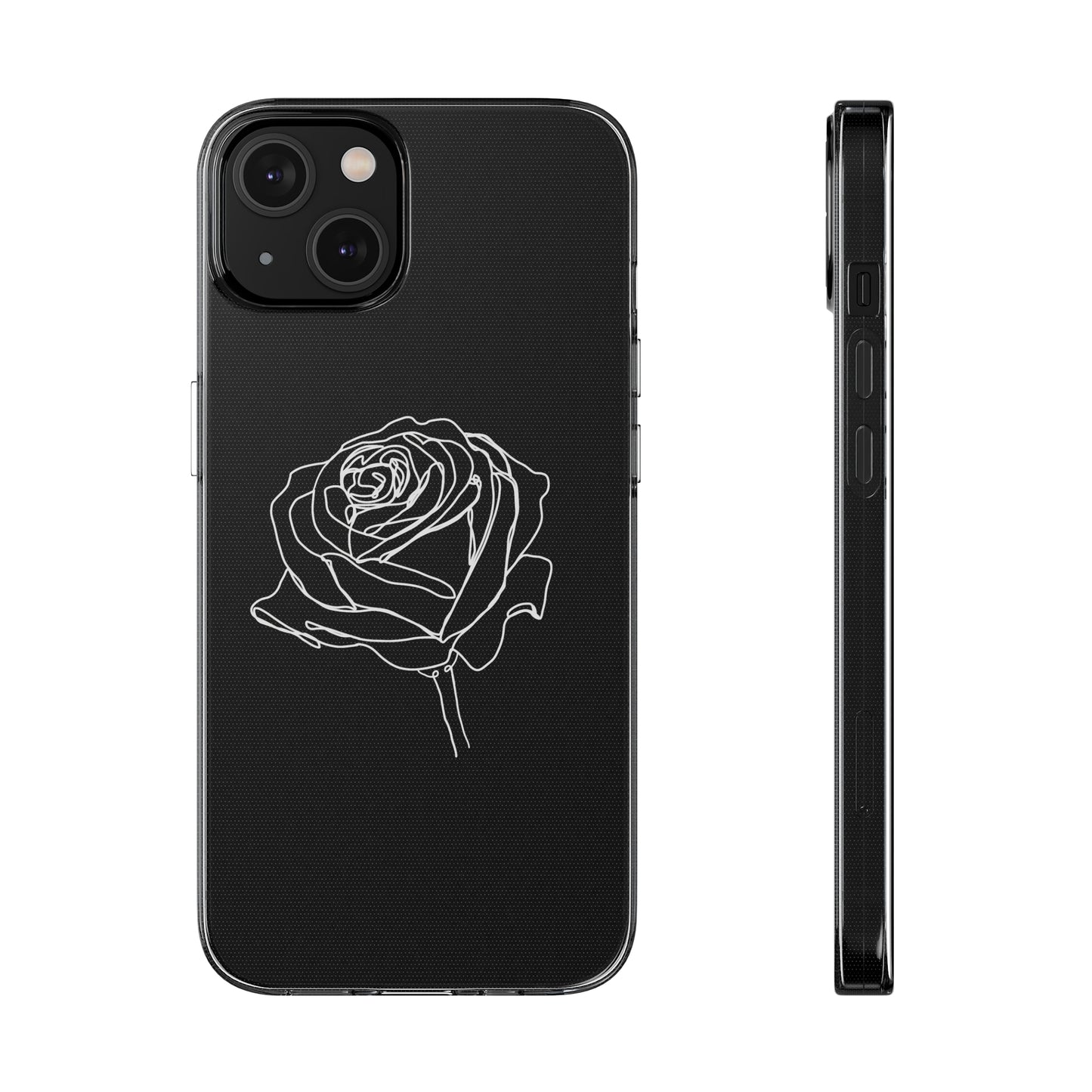 Elegant Rose Clear Silicone Phone Case - Minimalistic Floral Design