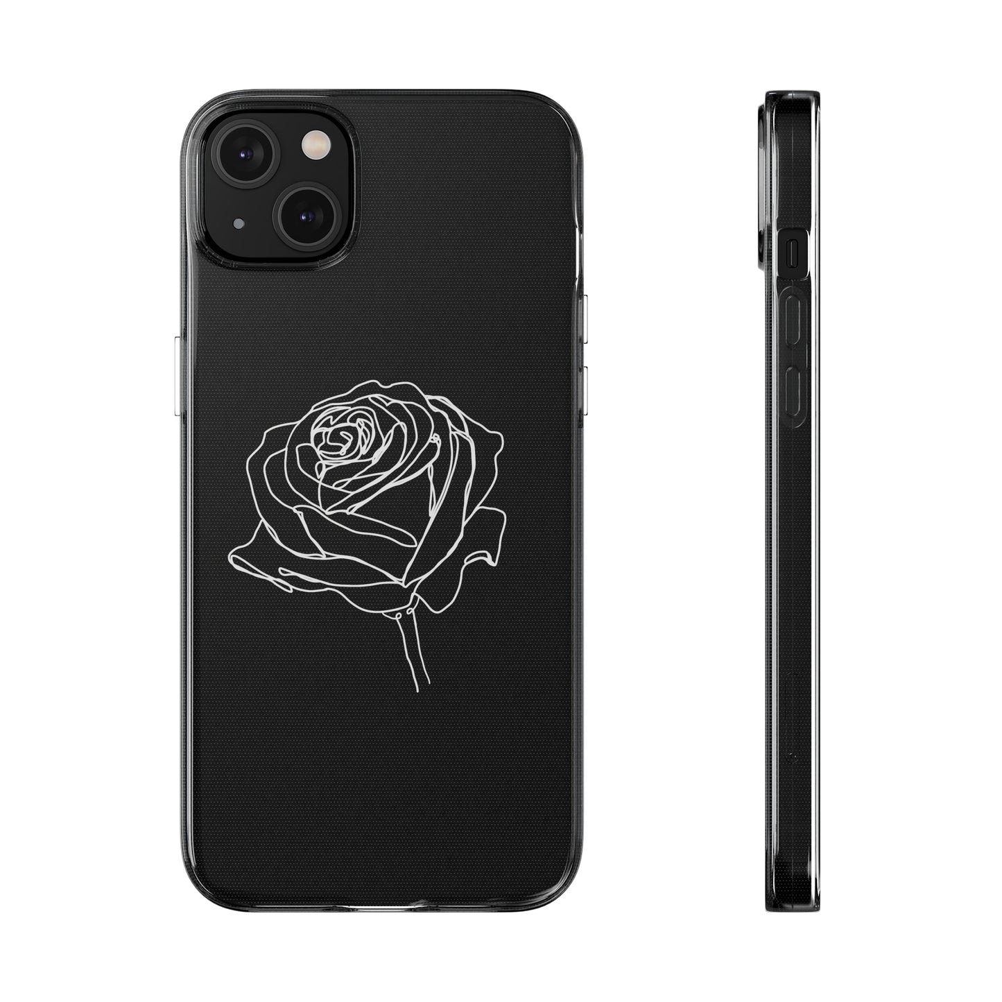 Elegant Rose Clear Silicone Phone Case - Minimalistic Floral Design