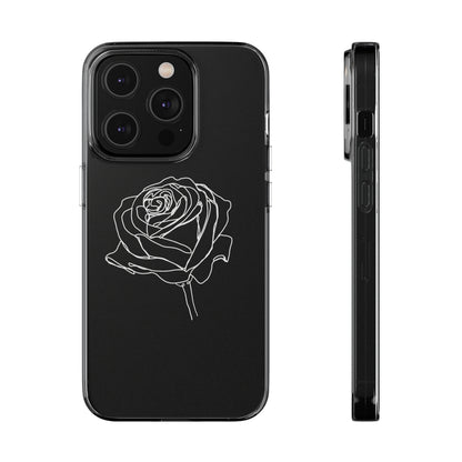 Elegant Rose Clear Silicone Phone Case - Minimalistic Floral Design