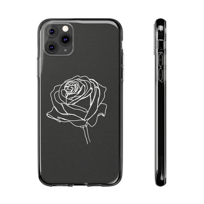 Elegant Rose Clear Silicone Phone Case - Minimalistic Floral Design