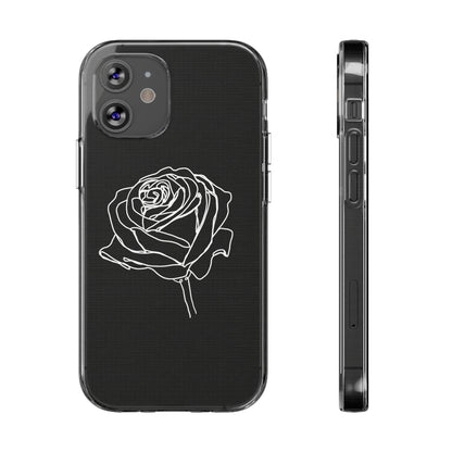 Elegant Rose Clear Silicone Phone Case - Minimalistic Floral Design