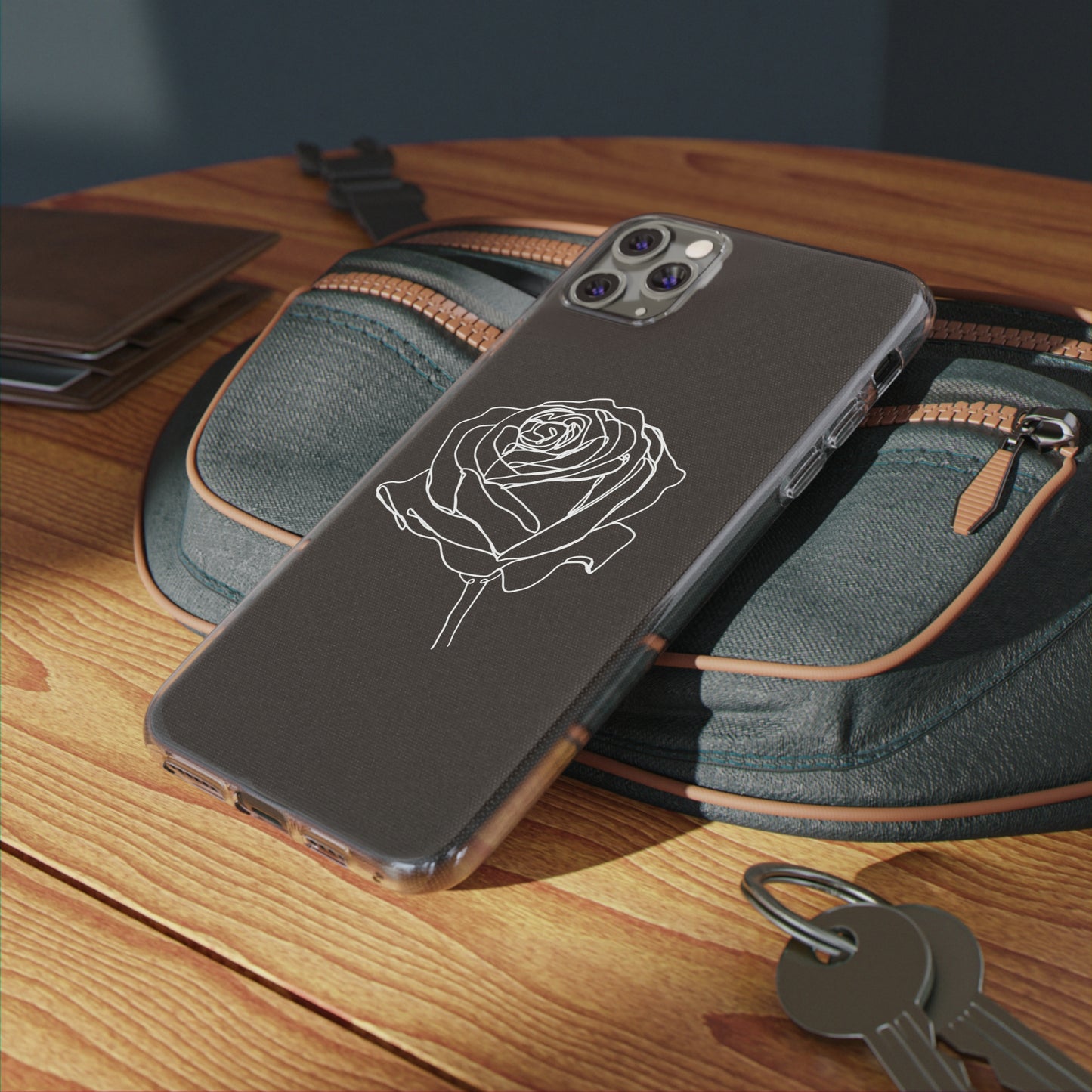Elegant Rose Clear Silicone Phone Case - Minimalistic Floral Design