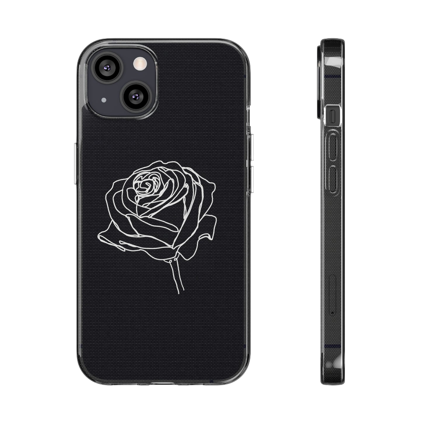 Elegant Rose Clear Silicone Phone Case - Minimalistic Floral Design