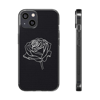 Elegant Rose Clear Silicone Phone Case - Minimalistic Floral Design
