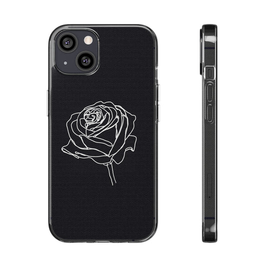 Elegant Rose Clear Silicone Phone Case - Minimalistic Floral Design