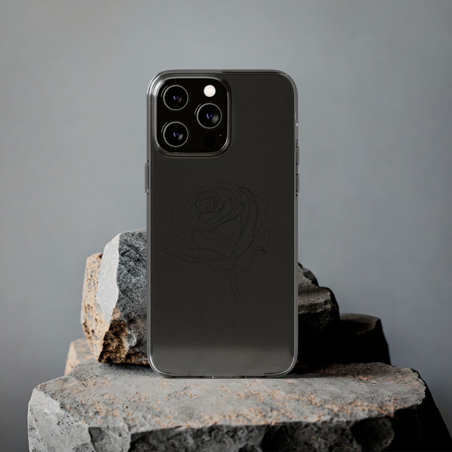 Elegant Rose Clear Silicone Phone Case - Stylish Protection for Floral Lovers