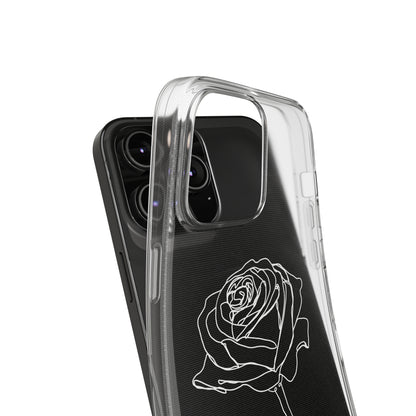 Elegant Rose Clear Silicone Phone Case - Minimalistic Floral Design