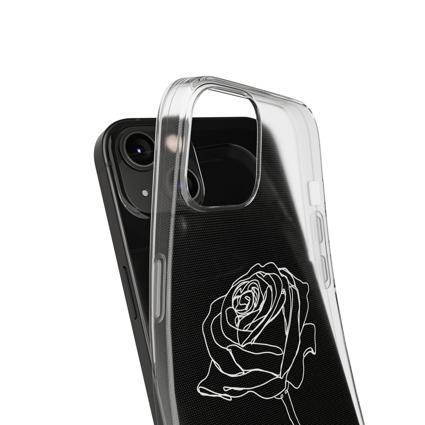 Elegant Rose Clear Silicone Phone Case - Minimalistic Floral Design
