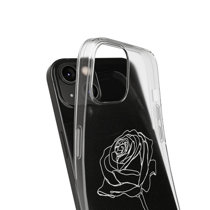 Elegant Rose Clear Silicone Phone Case - Minimalistic Floral Design