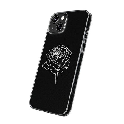 Elegant Rose Clear Silicone Phone Case - Minimalistic Floral Design