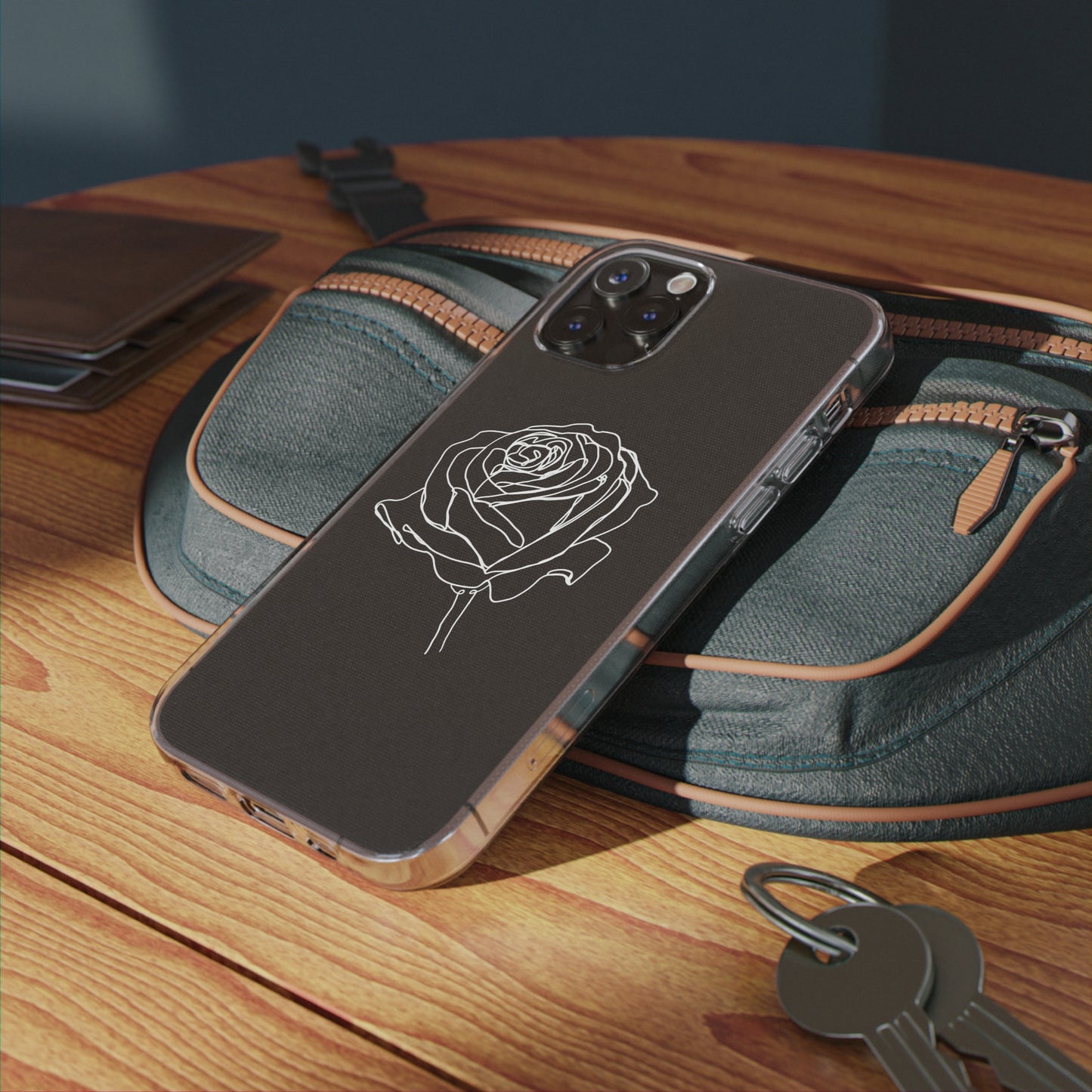 Elegant Rose Clear Silicone Phone Case - Minimalistic Floral Design
