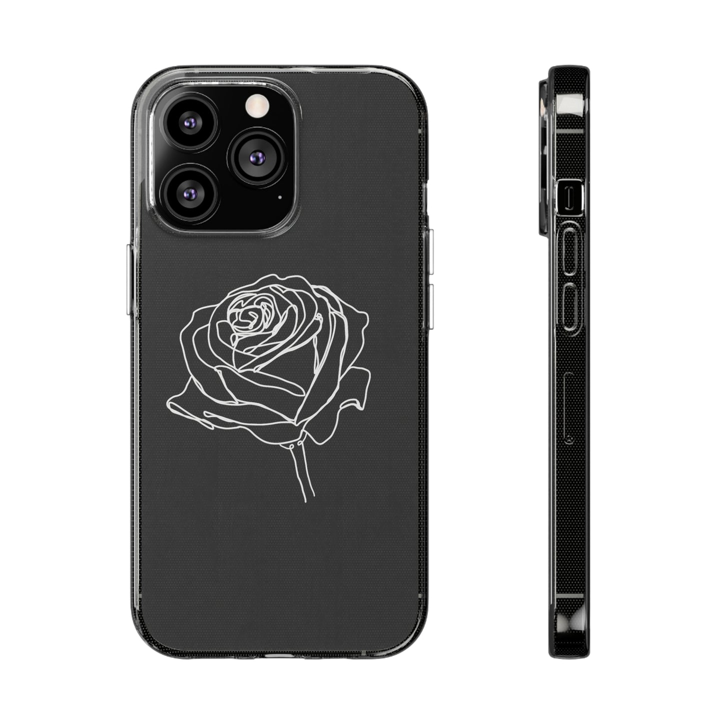 Elegant Rose Clear Silicone Phone Case - Minimalistic Floral Design