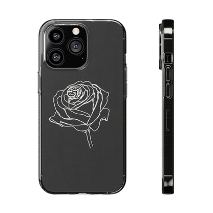 Elegant Rose Clear Silicone Phone Case - Minimalistic Floral Design