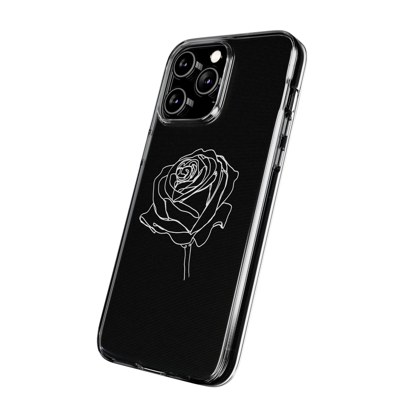 Elegant Rose Clear Silicone Phone Case - Minimalistic Floral Design