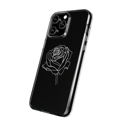 Elegant Rose Clear Silicone Phone Case - Minimalistic Floral Design