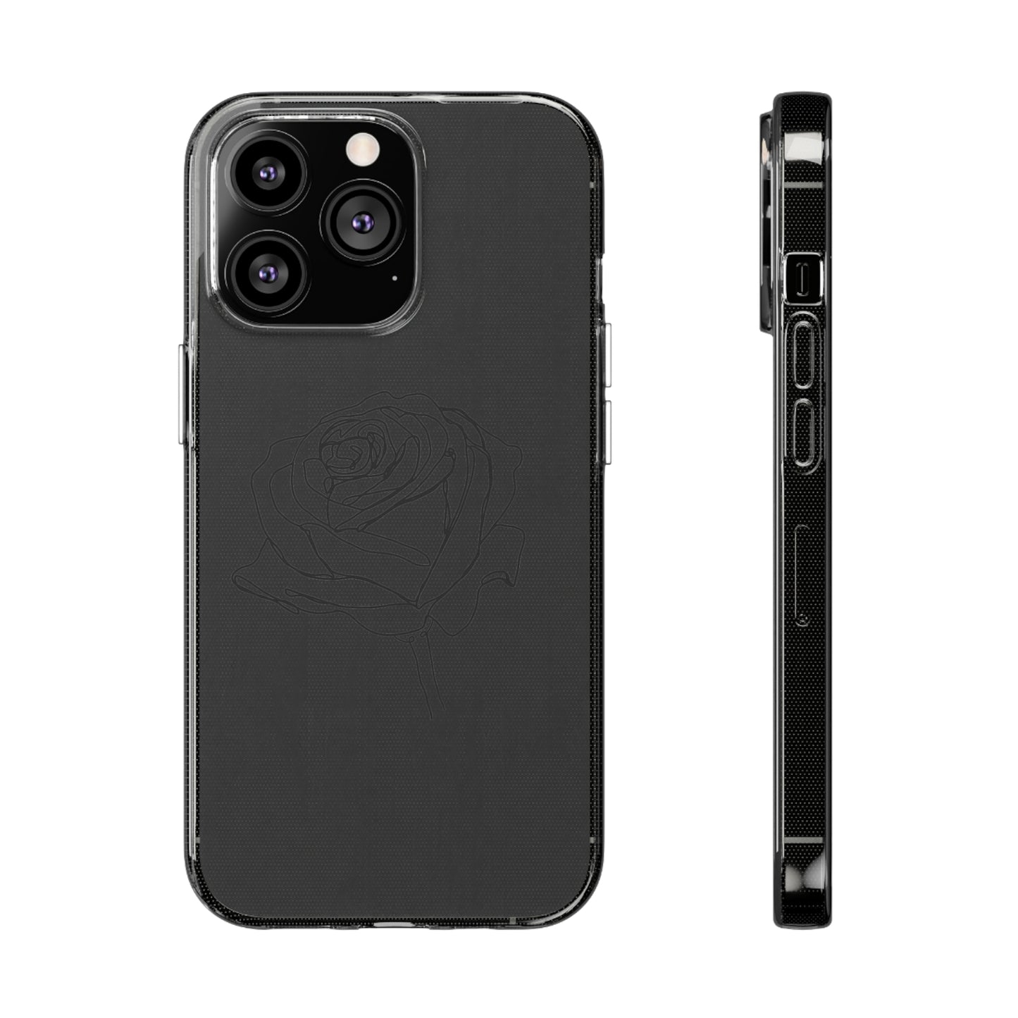 Elegant Rose Clear Silicone Phone Case - Stylish Protection for Floral Lovers