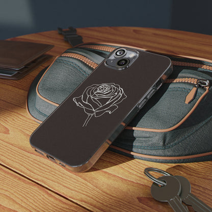 Elegant Rose Clear Silicone Phone Case - Minimalistic Floral Design