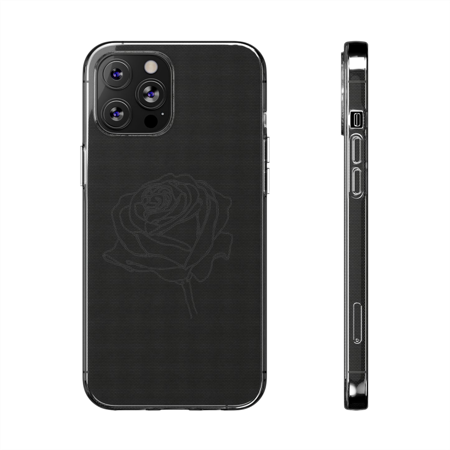 Elegant Rose Clear Silicone Phone Case - Stylish Protection for Floral Lovers