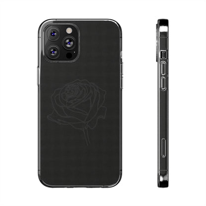 Elegant Rose Clear Silicone Phone Case - Stylish Protection for Floral Lovers