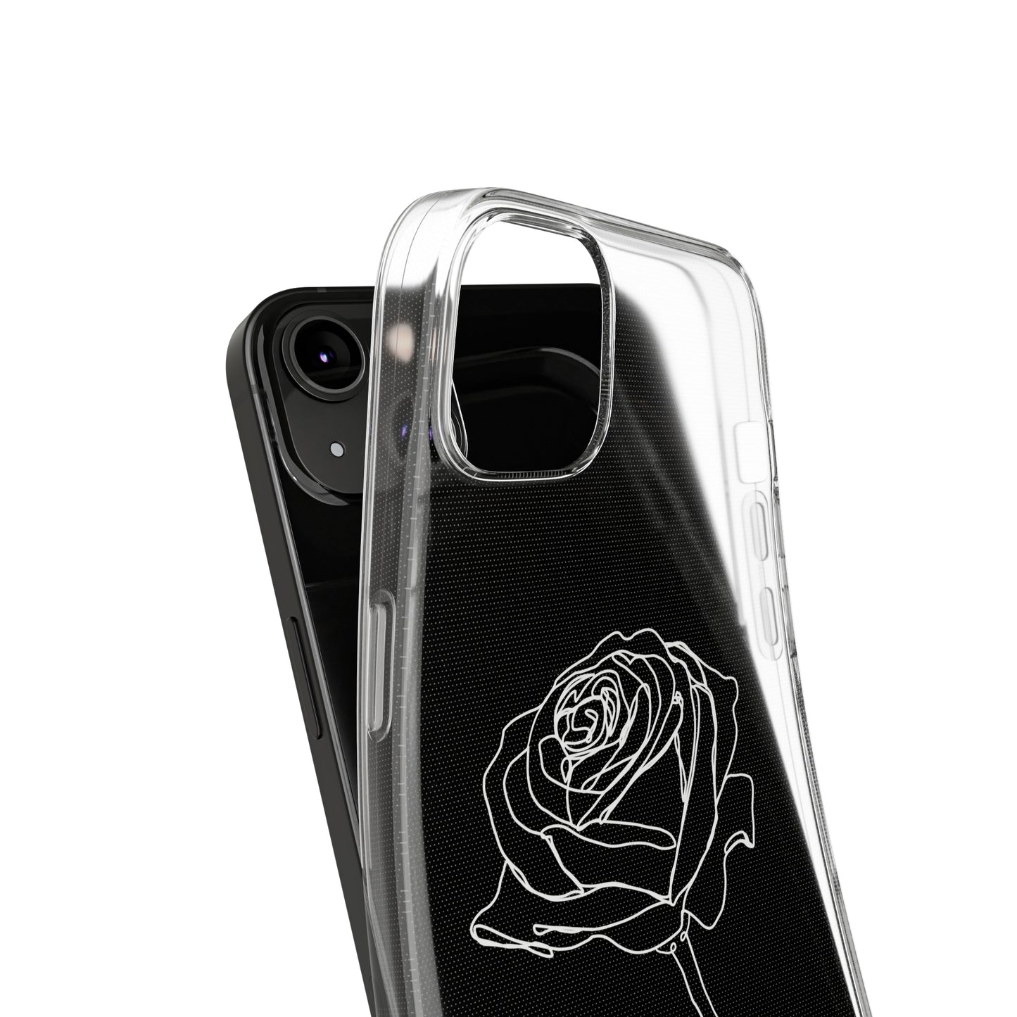 Elegant Rose Clear Silicone Phone Case - Minimalistic Floral Design