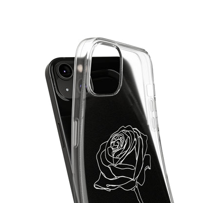 Elegant Rose Clear Silicone Phone Case - Minimalistic Floral Design