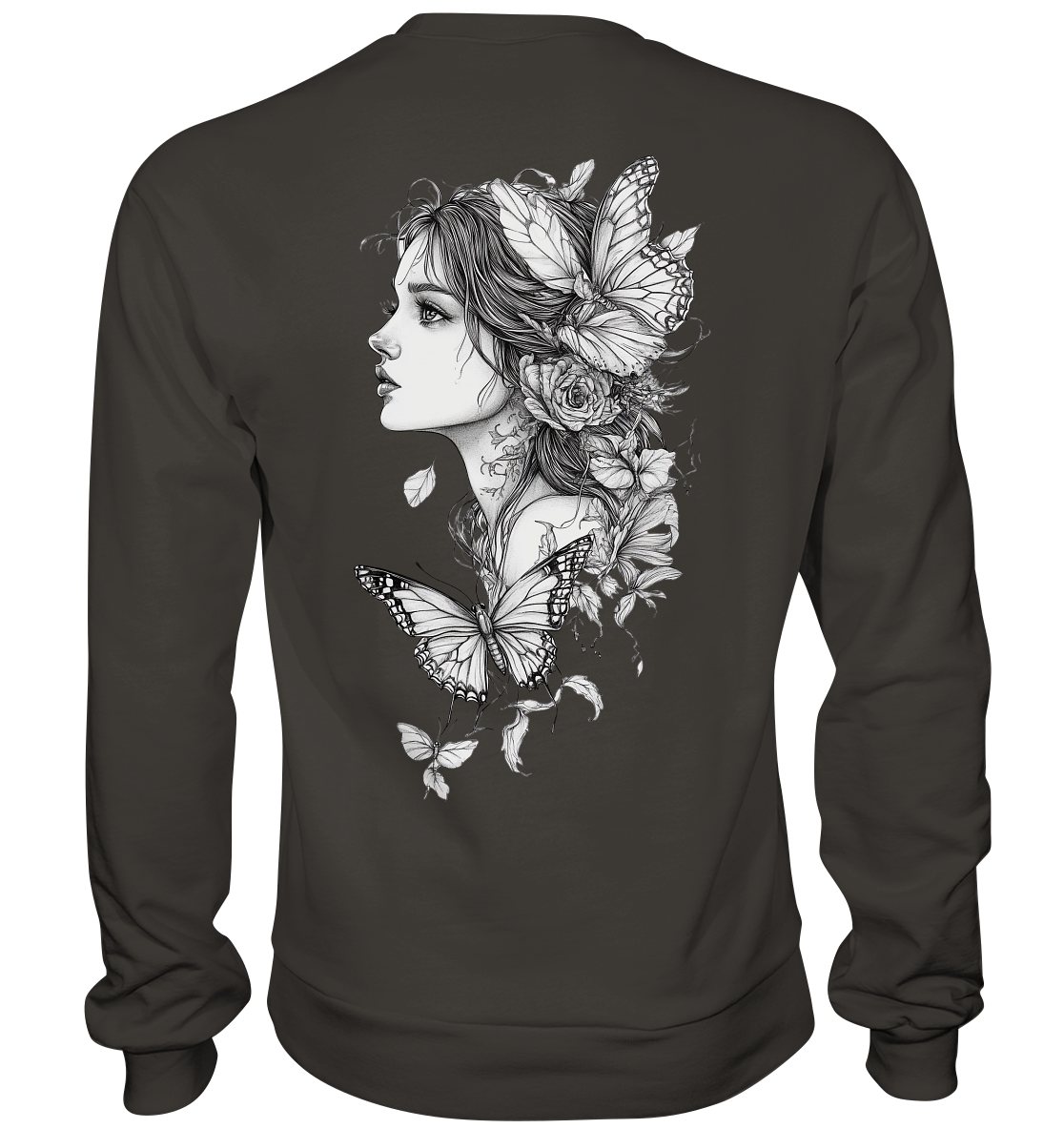 Schmetterlings Frau nur Rücken Druck - Basic Sweatshirt