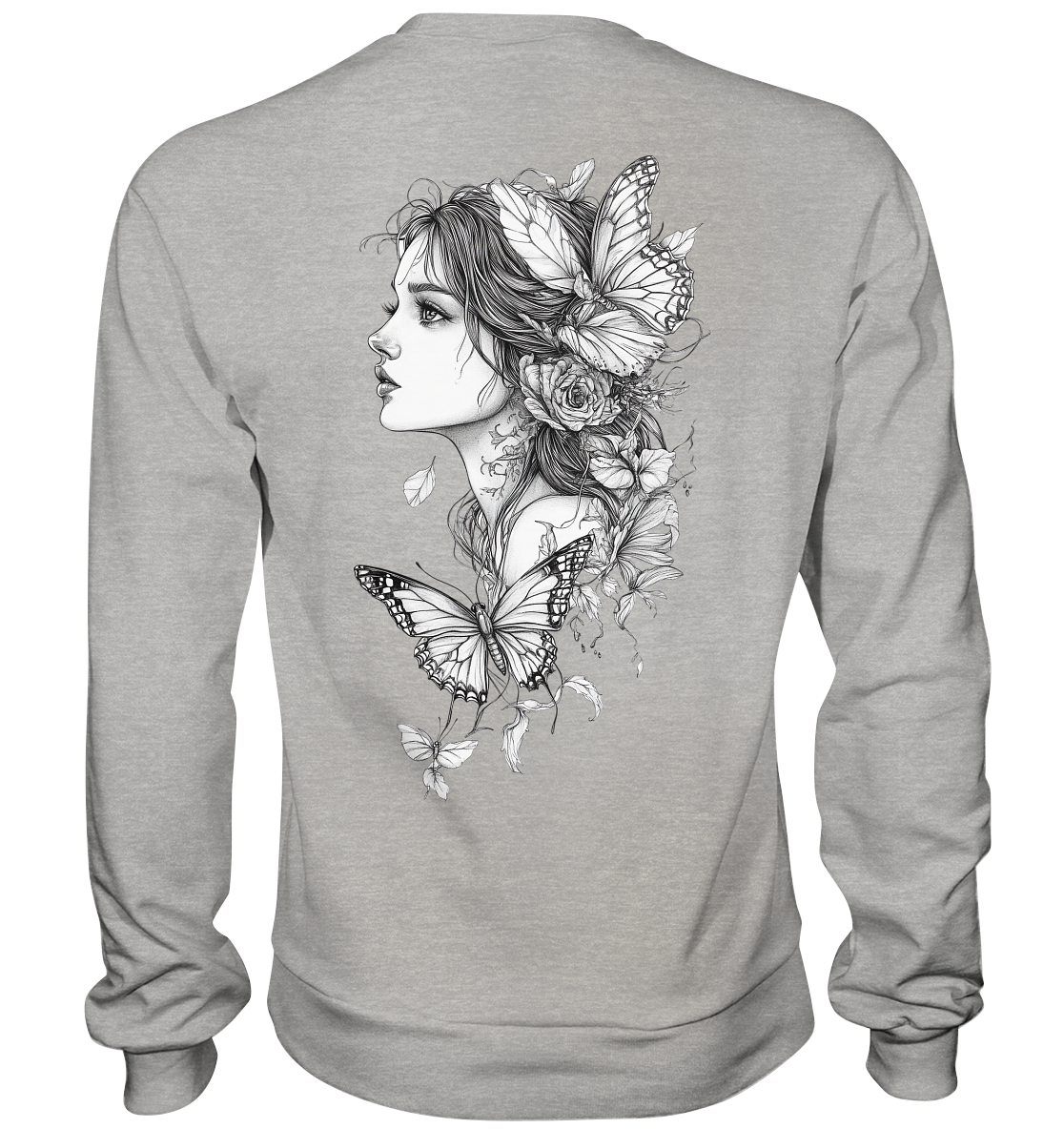 Schmetterlings Frau nur Rücken Druck - Basic Sweatshirt