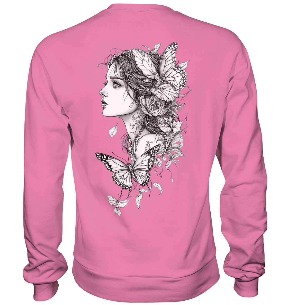 Schmetterlings Frau nur Rücken Druck - Basic Sweatshirt