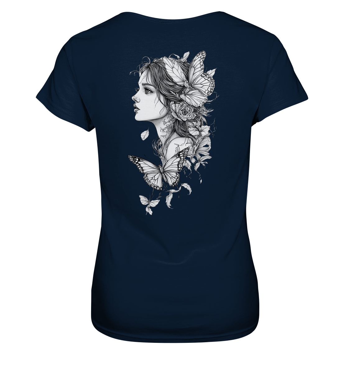 Schmetterlings Frau nur Rücken Druck - Ladies Premium Shirt