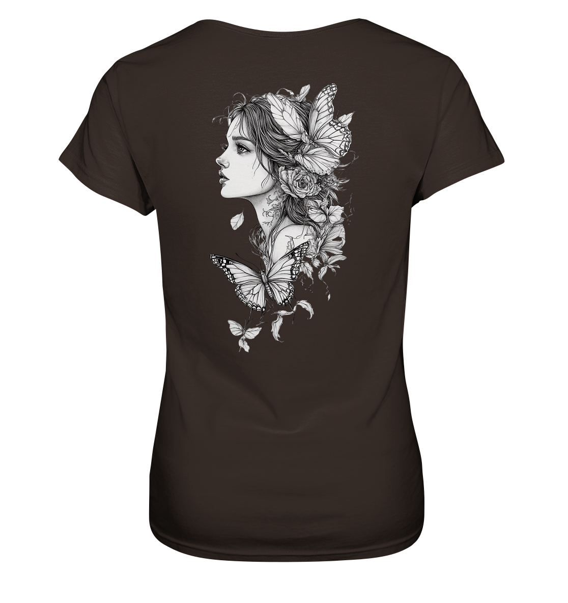 Schmetterlings Frau nur Rücken Druck - Ladies Premium Shirt