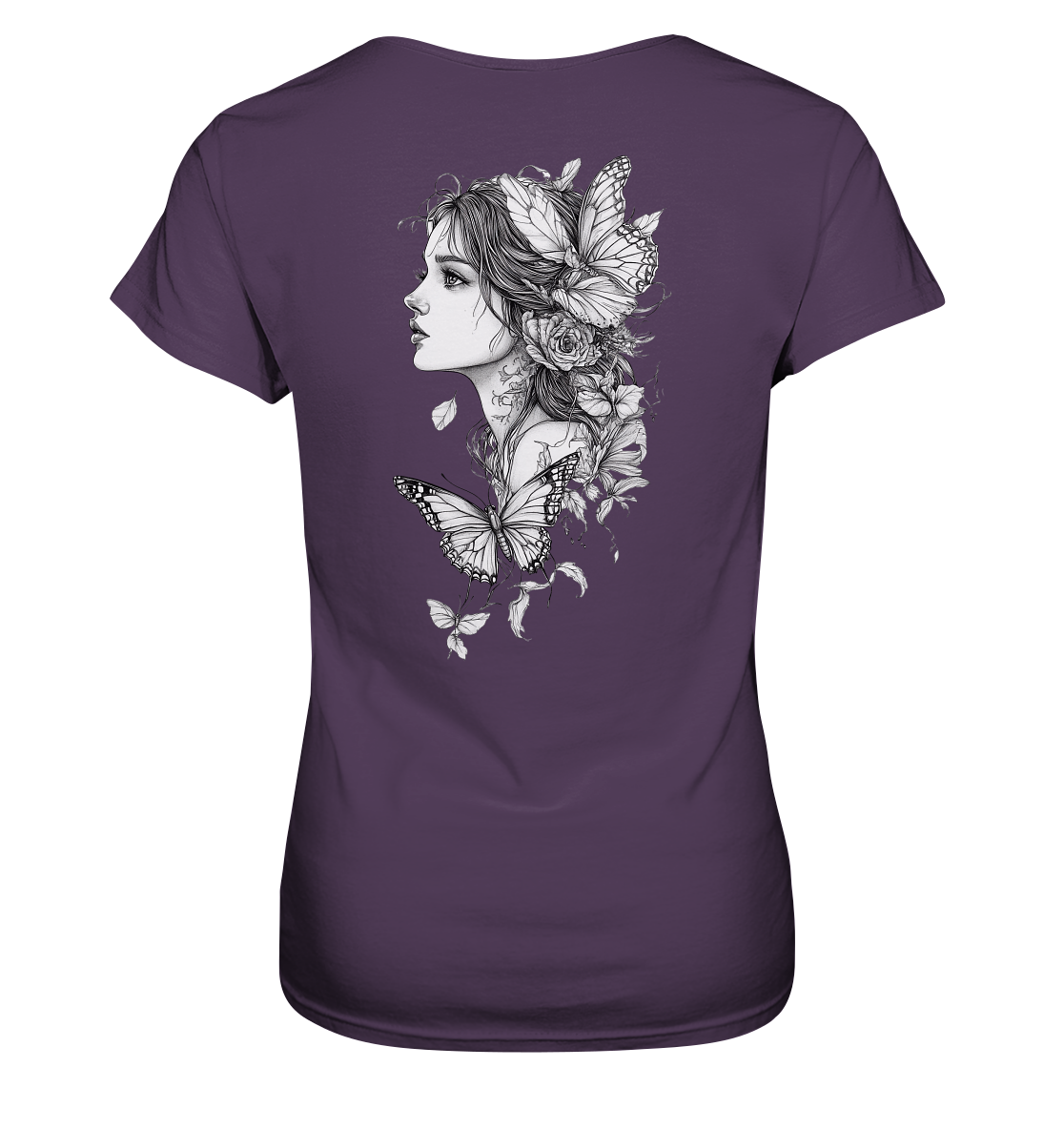 Schmetterlings Frau nur Rücken Druck - Ladies Premium Shirt