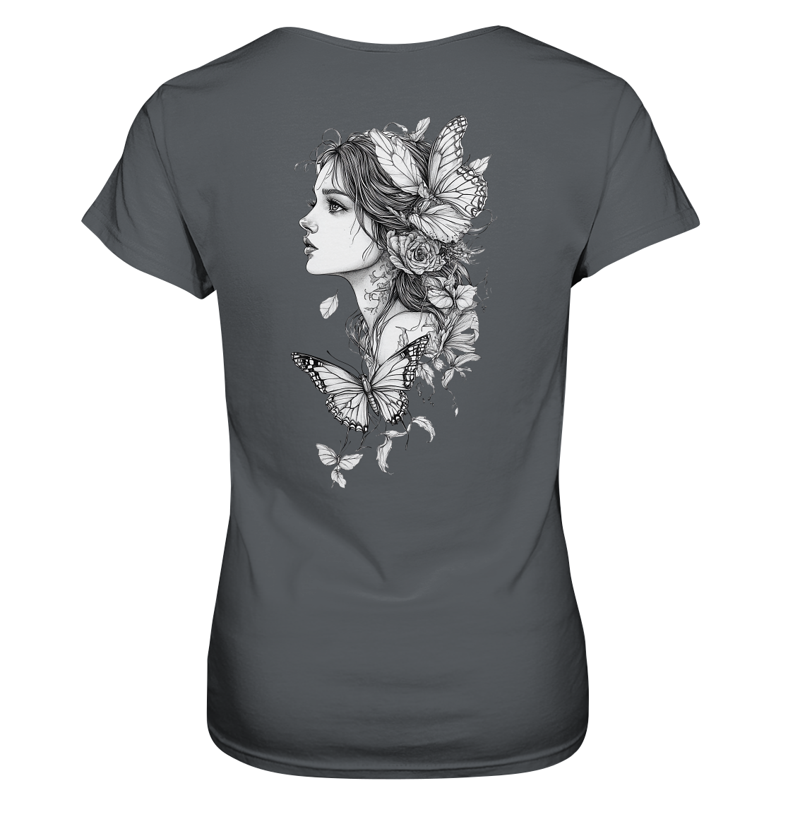 Schmetterlings Frau nur Rücken Druck - Ladies Premium Shirt