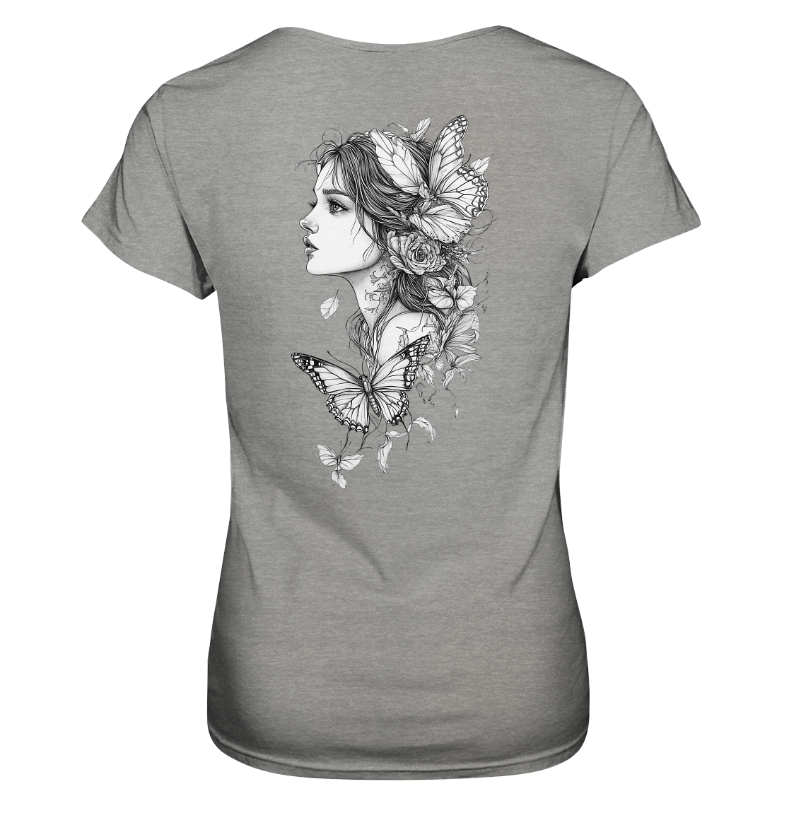 Schmetterlings Frau nur Rücken Druck - Ladies Premium Shirt