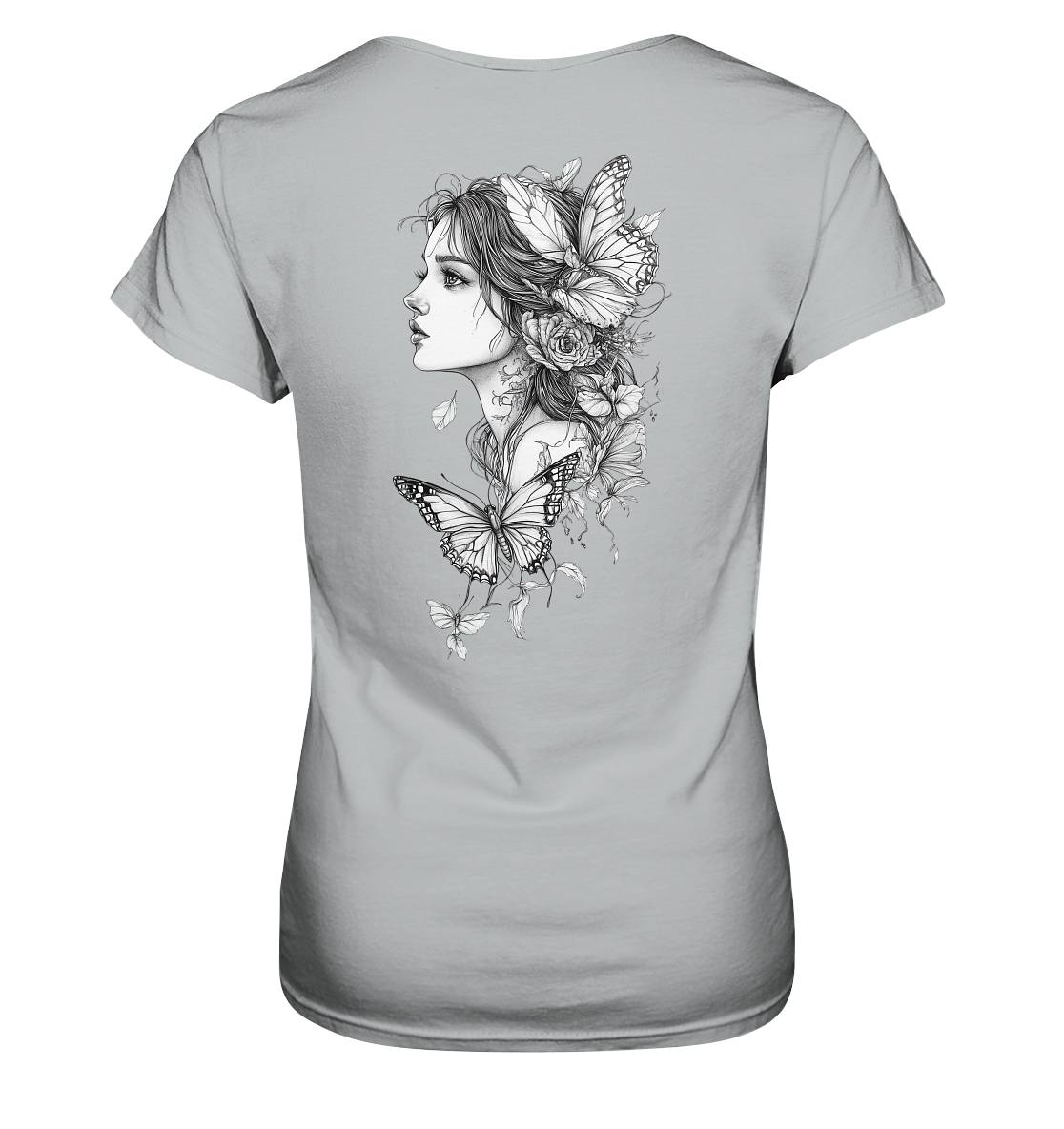 Schmetterlings Frau nur Rücken Druck - Ladies Premium Shirt
