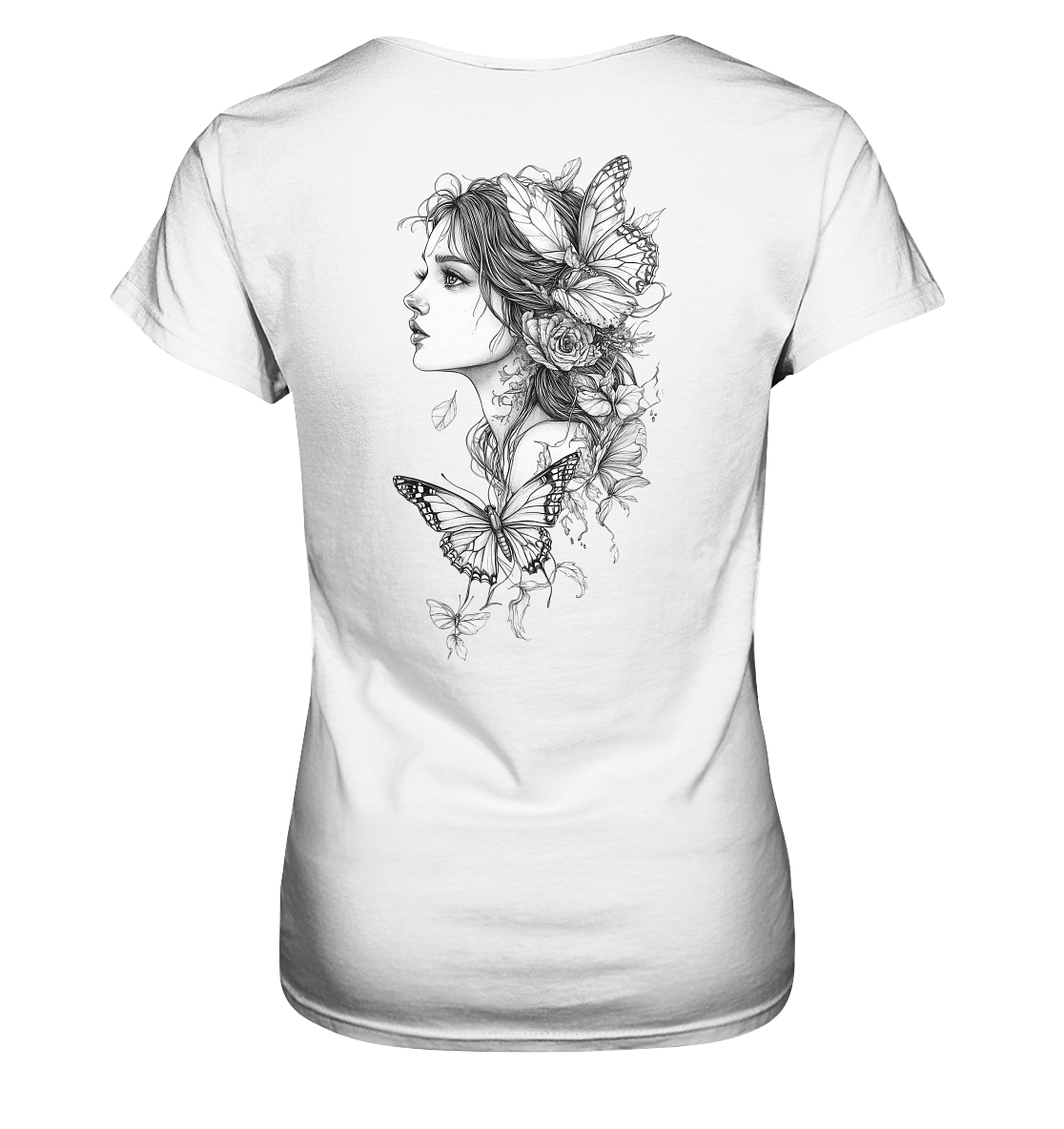 Schmetterlings Frau nur Rücken Druck - Ladies Premium Shirt