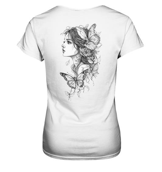 Schmetterlings Frau nur Rücken Druck - Ladies Premium Shirt