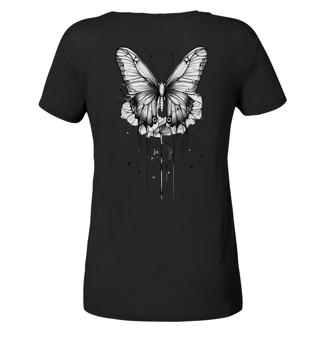 Schmetterlings träume (nur Rückseiten Druck) - Ladies V-Neck Shirt