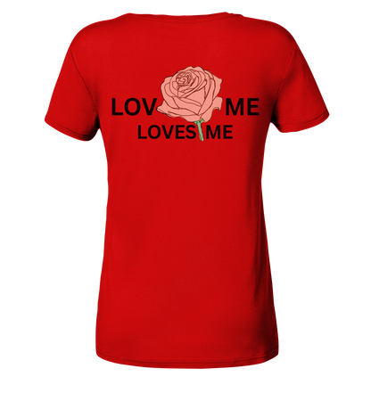 LOVES ME (Rote Rose) - Ladies V-Neck Shirt