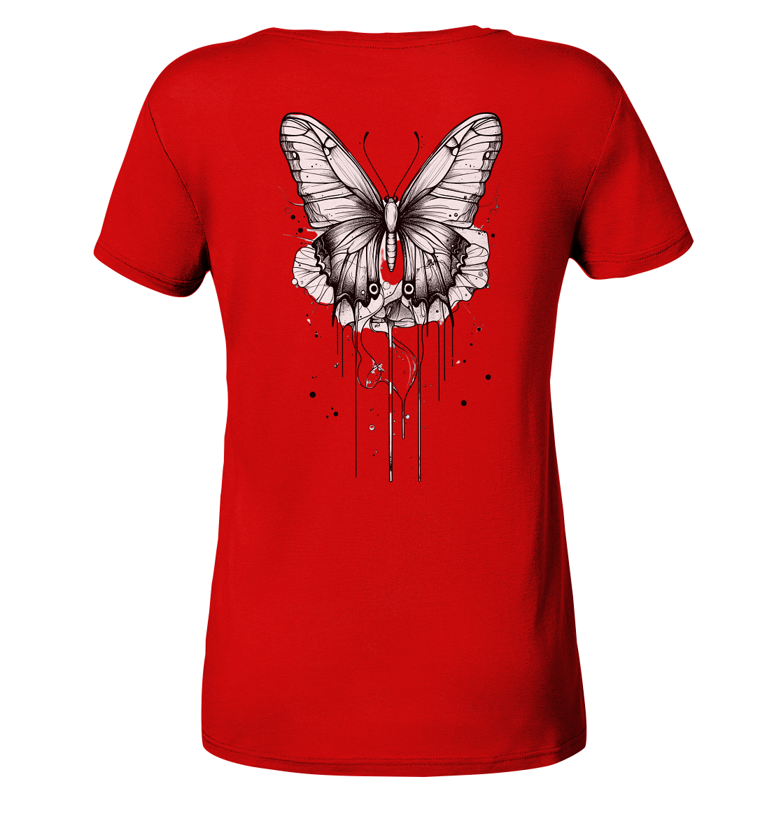 Schmetterlings träume (nur Rückseiten Druck) - Ladies V-Neck Shirt