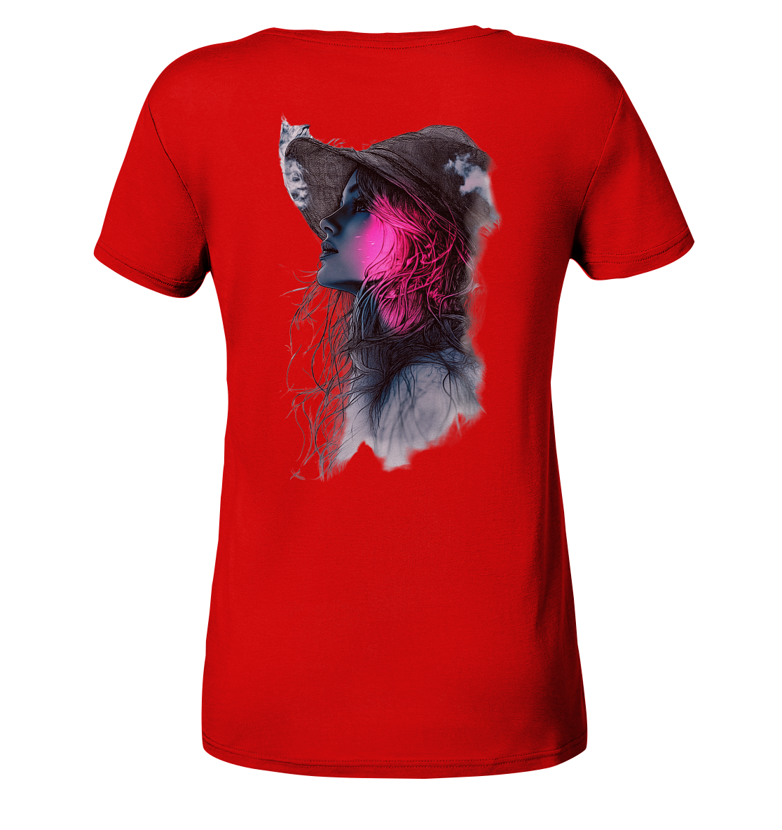 Frau (Rückseiten Druck) - Ladies V-Neck Shirt