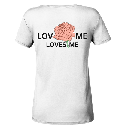 LOVES ME (Rote Rose) - Ladies V-Neck Shirt
